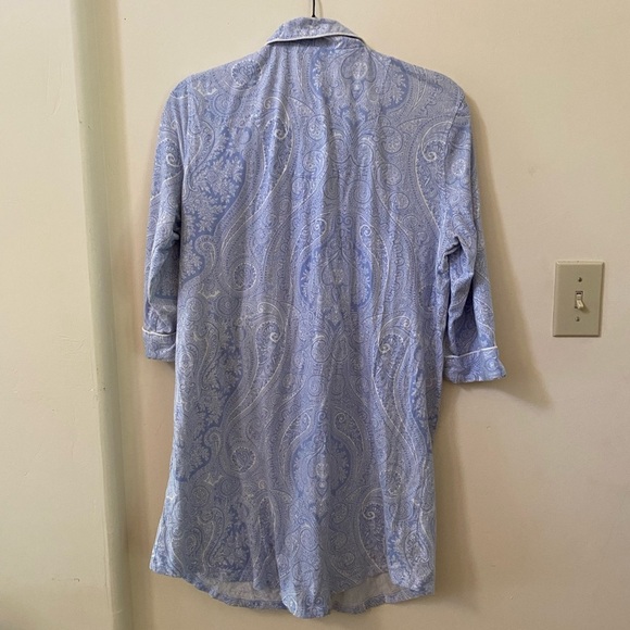 LAUREN RALPH LAUREN BLACK LABEL BLUE WHITE PAISLEY NIGHTGOWN MONOGRAM COTTON - Picture 4 of 5